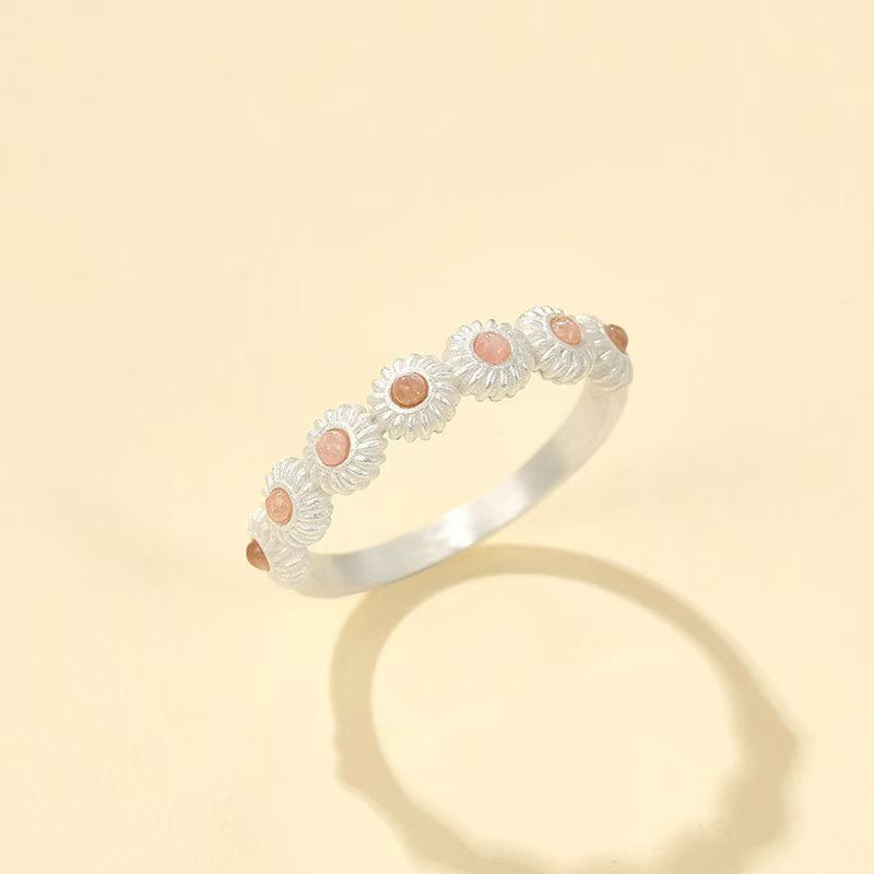 Natural Pink Moonstone Eternity Band Ring - floysun