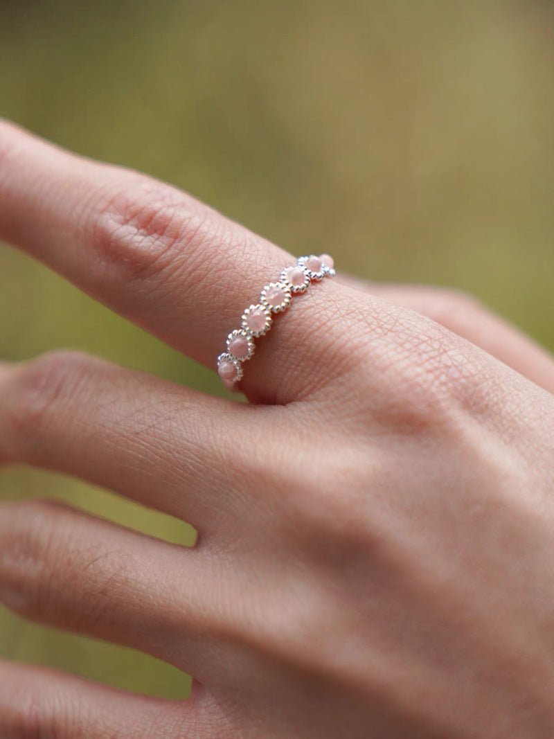 Natural Pink Moonstone Eternity Band Ring - floysun