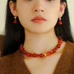 Natural Red Onyx Drop Earrings - floysun