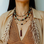 Natural Shell & Tiger Eye Stone Necklace – Earthy Boho Chic - floysun