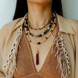 Natural Shell & Tiger Eye Stone Necklace – Earthy Boho Chic - floysun