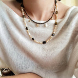 Natural Shell & Tiger Eye Stone Necklace – Earthy Boho Chic - floysun