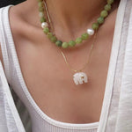 Natural Southern Jade & Freshwater Pearl Beaded Necklace - floysun