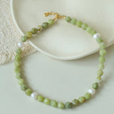 Natural Southern Jade & Freshwater Pearl Beaded Necklace - floysun
