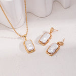 Natural Square Pearl Pendants Gold Beads Necklaces - floysun