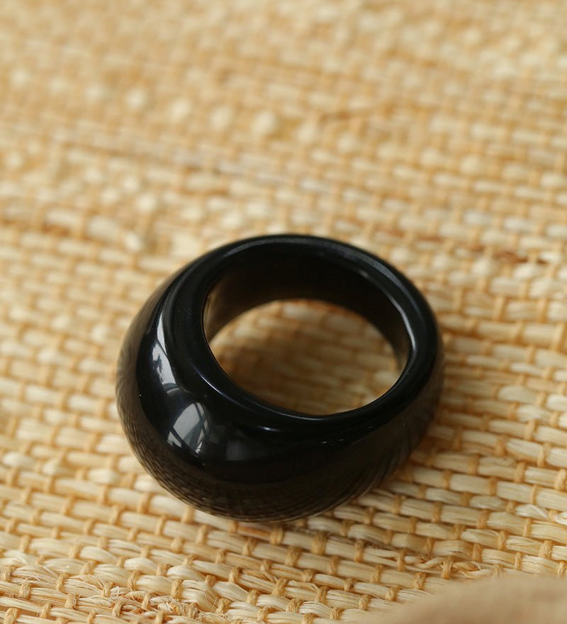 Natural Stone Balloon Ring - Black Onyx - floysun