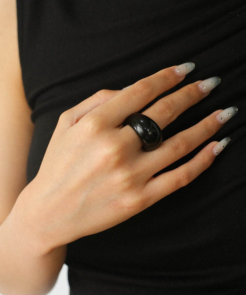 Natural Stone Balloon Ring - Black Onyx - floysun