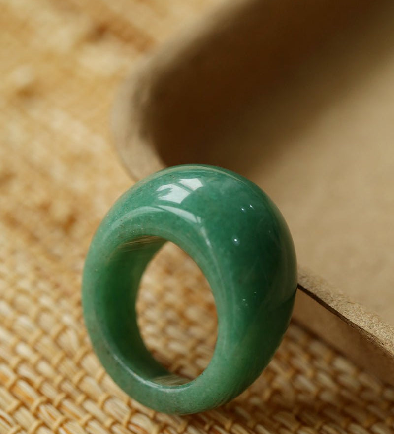 Natural Stone Balloon Ring - Green Jade - floysun