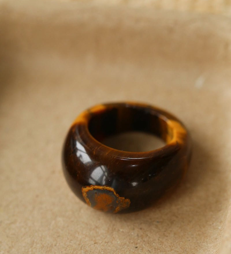 Natural Stone Balloon Ring - Tiger's Eye - floysun