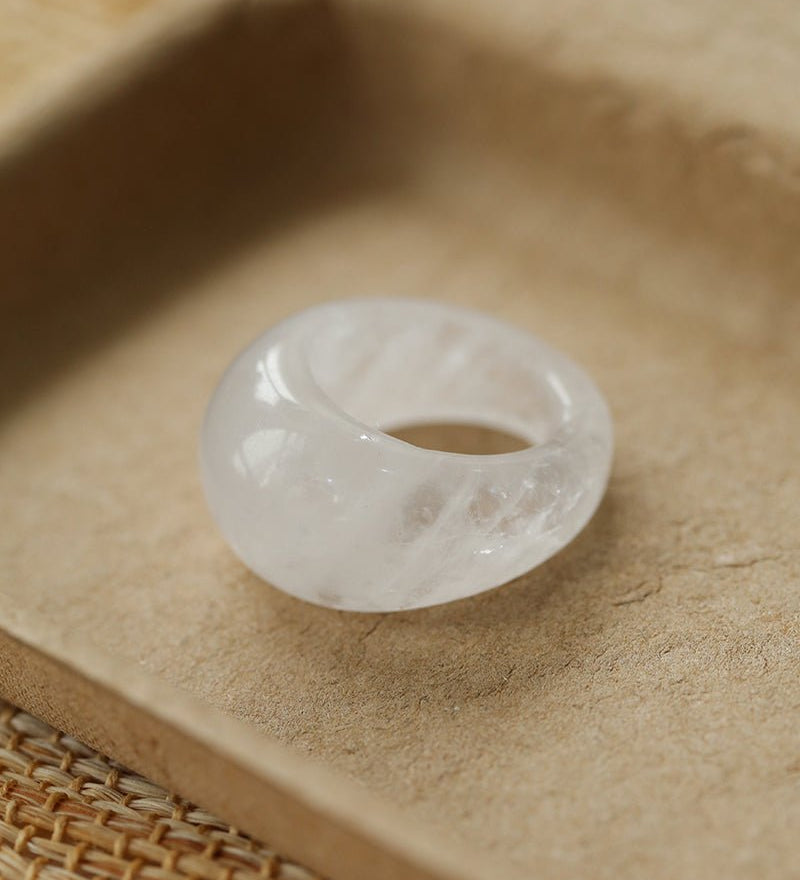 Natural Stone Balloon Ring - White Crystal - floysun