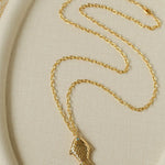 Natural Stone Bead / Plain Metal Chain Gold Fish Pendant Long Necklace - floysun