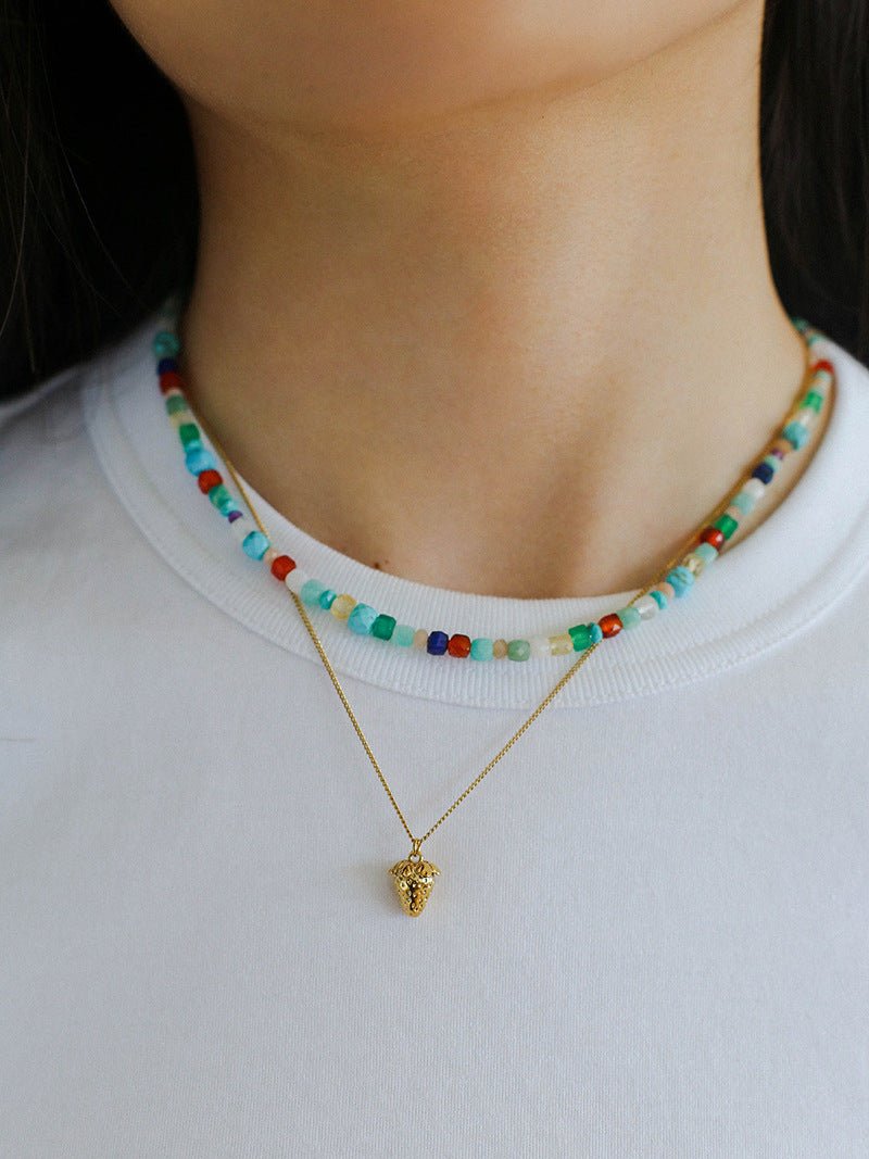 Natural Stone Colored Stone Beaded Necklaces - floysun