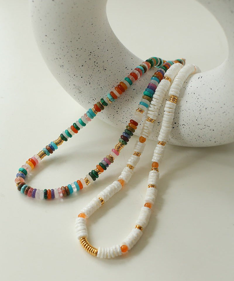 Natural Stone Colorful Beaded Necklace - floysun