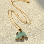 Natural Stone Elephant Pendant Necklace Tiger’s Eye / Green Aventurine - floysun