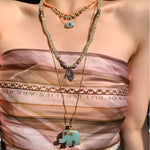 Natural Stone Elephant Pendant Necklace Tiger’s Eye / Green Aventurine - floysun