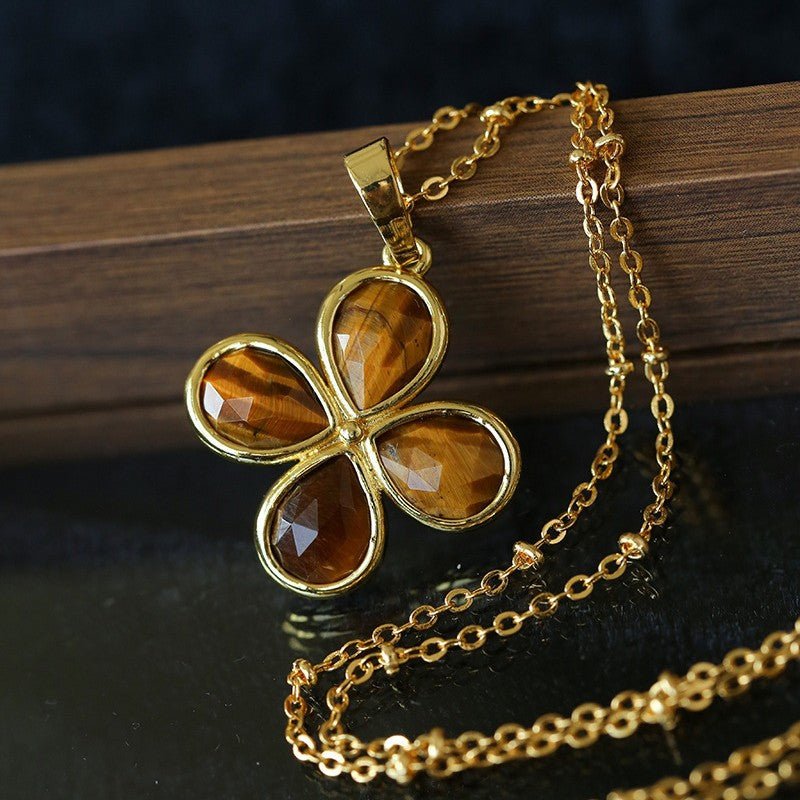Natural Stone Four - Leaf Clover Necklace - floysun