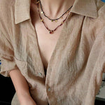 Natural Stone & Freshwater Pearl Oval CZ Pendant Necklace - floysun