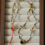 Natural Stone & Freshwater Pearl Oval CZ Pendant Necklace - floysun
