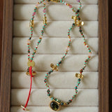 Natural Stone & Freshwater Pearl Oval CZ Pendant Necklace - floysun