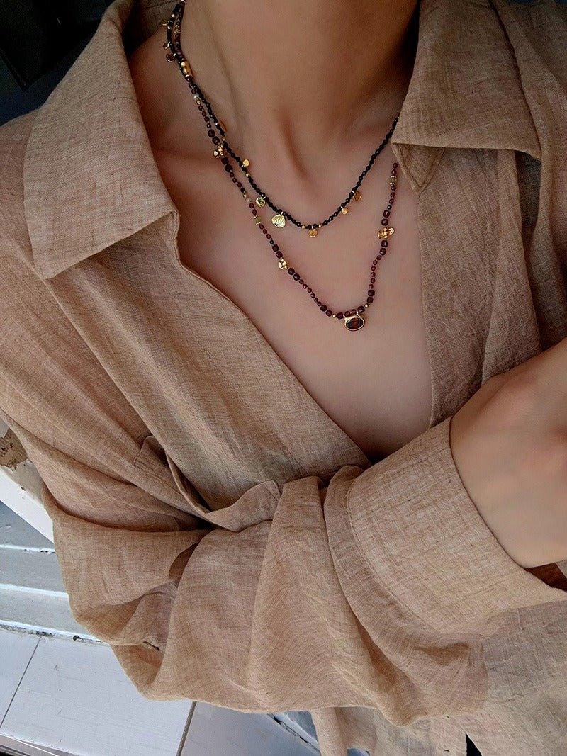 Natural Stone & Freshwater Pearl Oval CZ Pendant Necklace - floysun