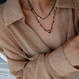 Natural Stone & Freshwater Pearl Oval CZ Pendant Necklace - floysun