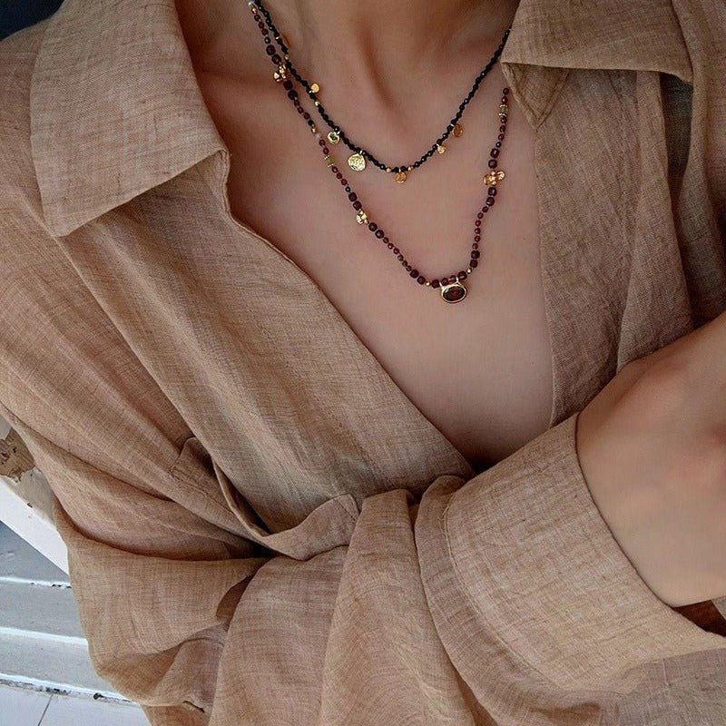 Natural Stone & Freshwater Pearl Oval CZ Pendant Necklace - floysun