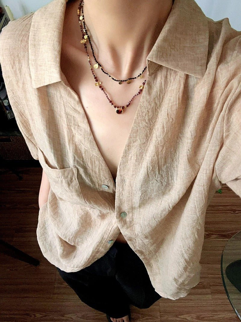 Natural Stone & Freshwater Pearl Oval CZ Pendant Necklace - floysun