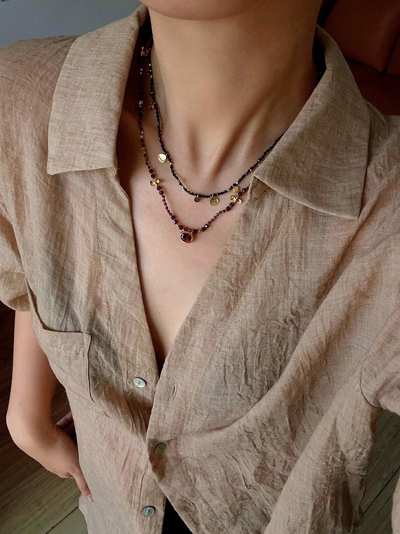 Natural Stone & Freshwater Pearl Oval CZ Pendant Necklace - floysun