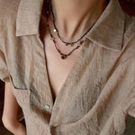 Natural Stone & Freshwater Pearl Oval CZ Pendant Necklace - floysun