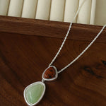 Natural Stone Geometric Layered Pendant Necklace - floysun