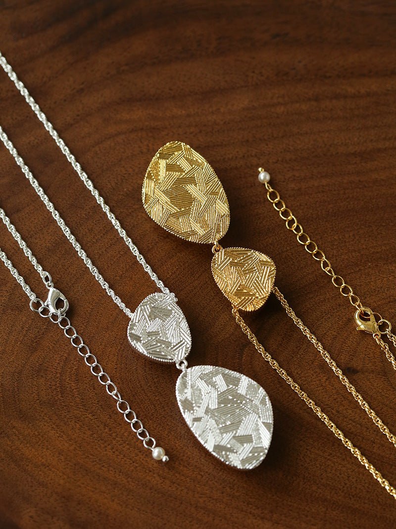 Natural Stone Geometric Layered Pendant Necklace - floysun