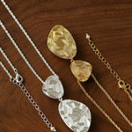 Natural Stone Geometric Layered Pendant Necklace - floysun