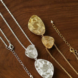 Natural Stone Geometric Layered Pendant Necklace - floysun