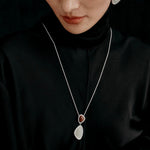 Natural Stone Geometric Layered Pendant Necklace - floysun