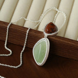 Natural Stone Geometric Layered Pendant Necklace - floysun