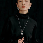 Natural Stone Geometric Layered Pendant Necklace - floysun