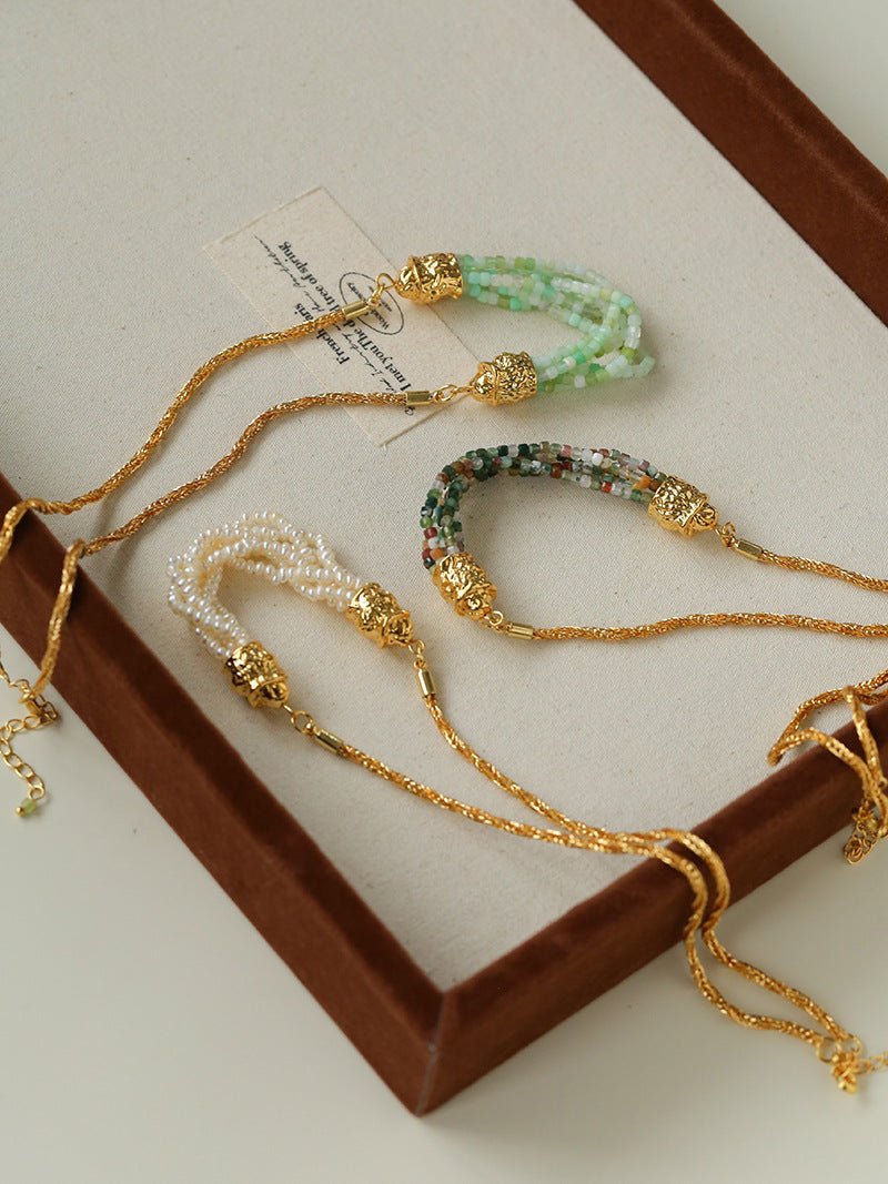 Natural Stone Multi - Layer Twist “Smile” Necklace - floysun