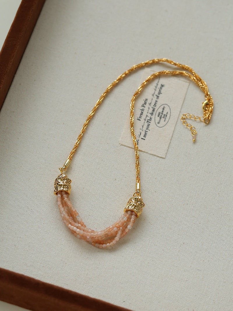 Natural Stone Multi - Layer Twist “Smile” Necklace - floysun