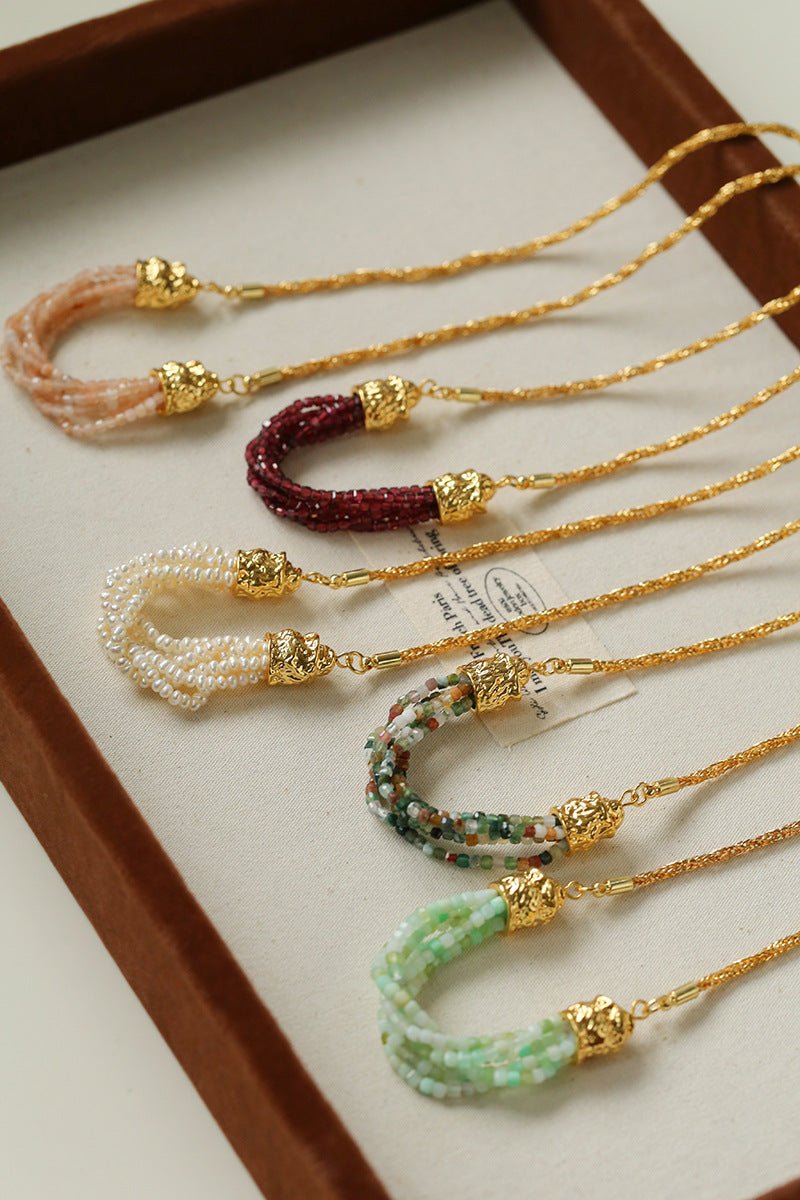 Natural Stone Multi - Layer Twist “Smile” Necklace - floysun