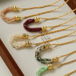 Natural Stone Multi - Layer Twist “Smile” Necklace - floysun