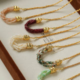 Natural Stone Multi - Layer Twist “Smile” Necklace - floysun