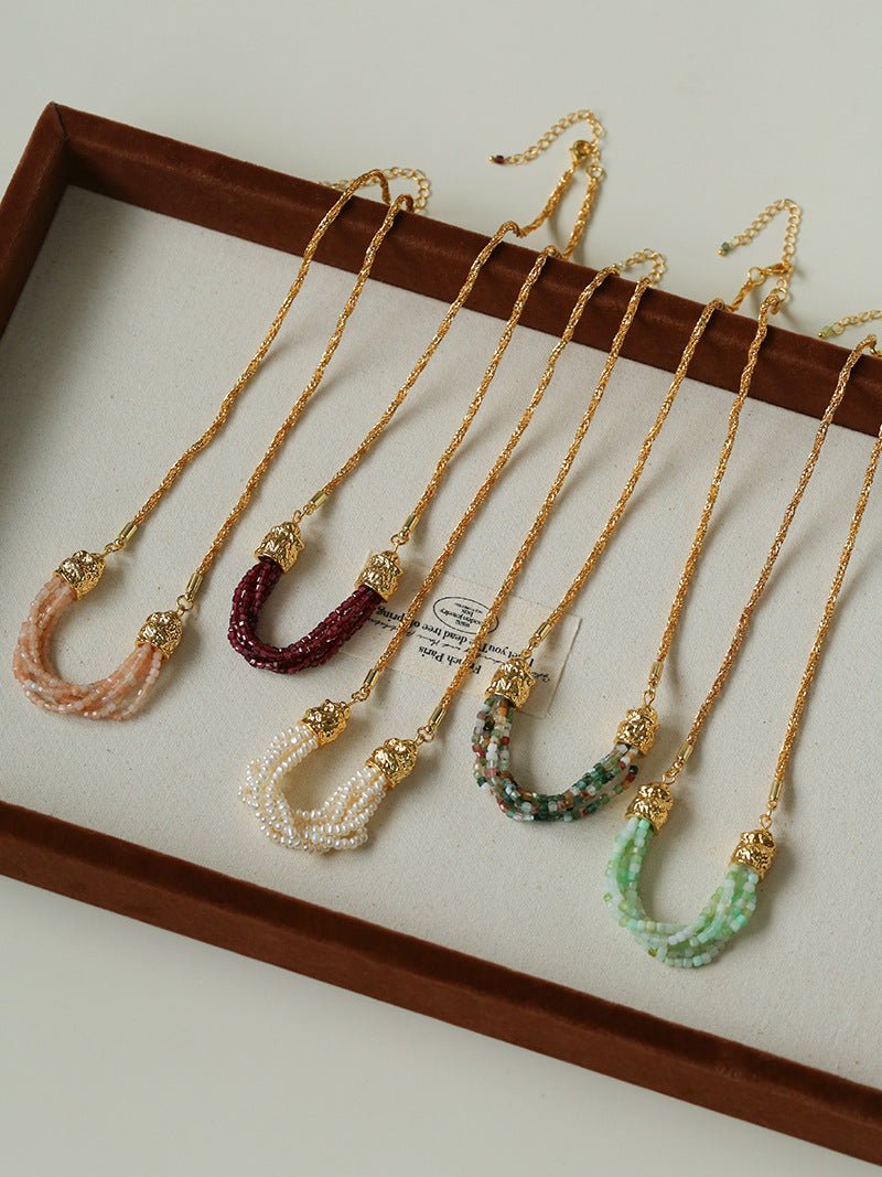 Natural Stone Multi - Layer Twist “Smile” Necklace - floysun