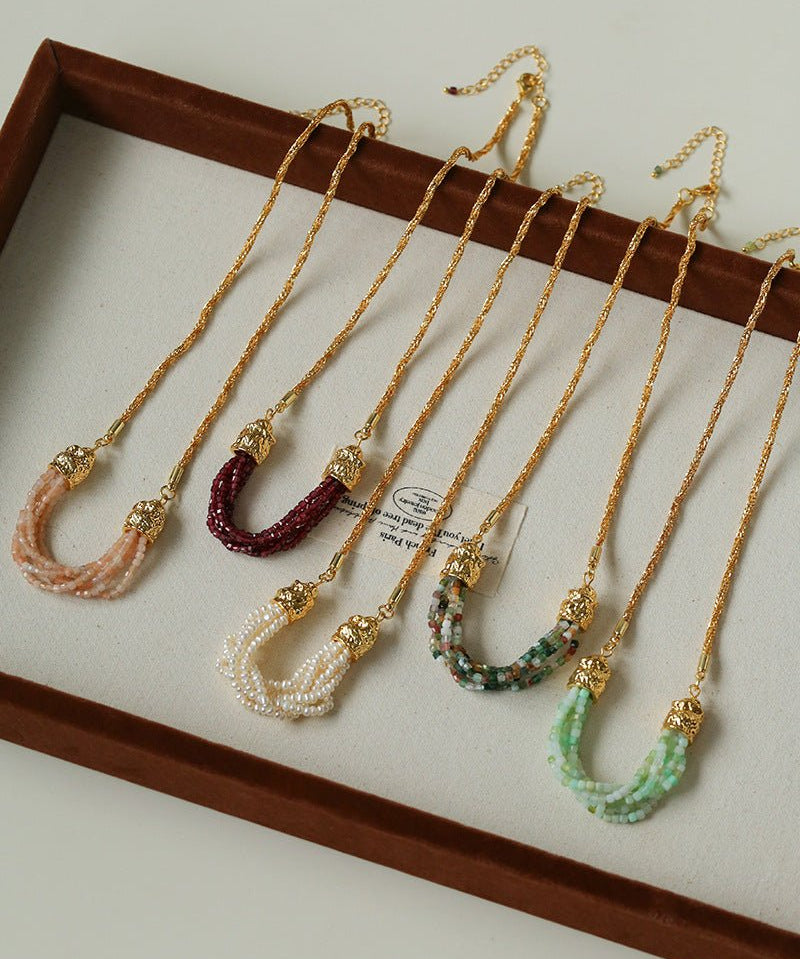 Natural Stone Multi - Layer Twist “Smile” Necklace - floysun