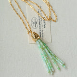Natural Stone Tassel Necklace – Pearl, Sunstone, Australian Jade, Garnet, Moss Agate - floysun