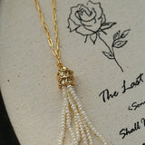 Natural Stone Tassel Necklace – Pearl, Sunstone, Australian Jade, Garnet, Moss Agate - floysun