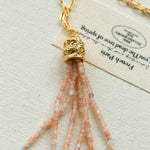 Natural Stone Tassel Necklace – Pearl, Sunstone, Australian Jade, Garnet, Moss Agate - floysun