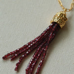 Natural Stone Tassel Necklace – Pearl, Sunstone, Australian Jade, Garnet, Moss Agate - floysun