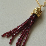 Natural Stone Tassel Necklace – Pearl, Sunstone, Australian Jade, Garnet, Moss Agate - floysun