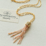 Natural Stone Tassel Necklace – Pearl, Sunstone, Australian Jade, Garnet, Moss Agate - floysun
