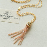 Natural Stone Tassel Necklace – Pearl, Sunstone, Australian Jade, Garnet, Moss Agate - floysun